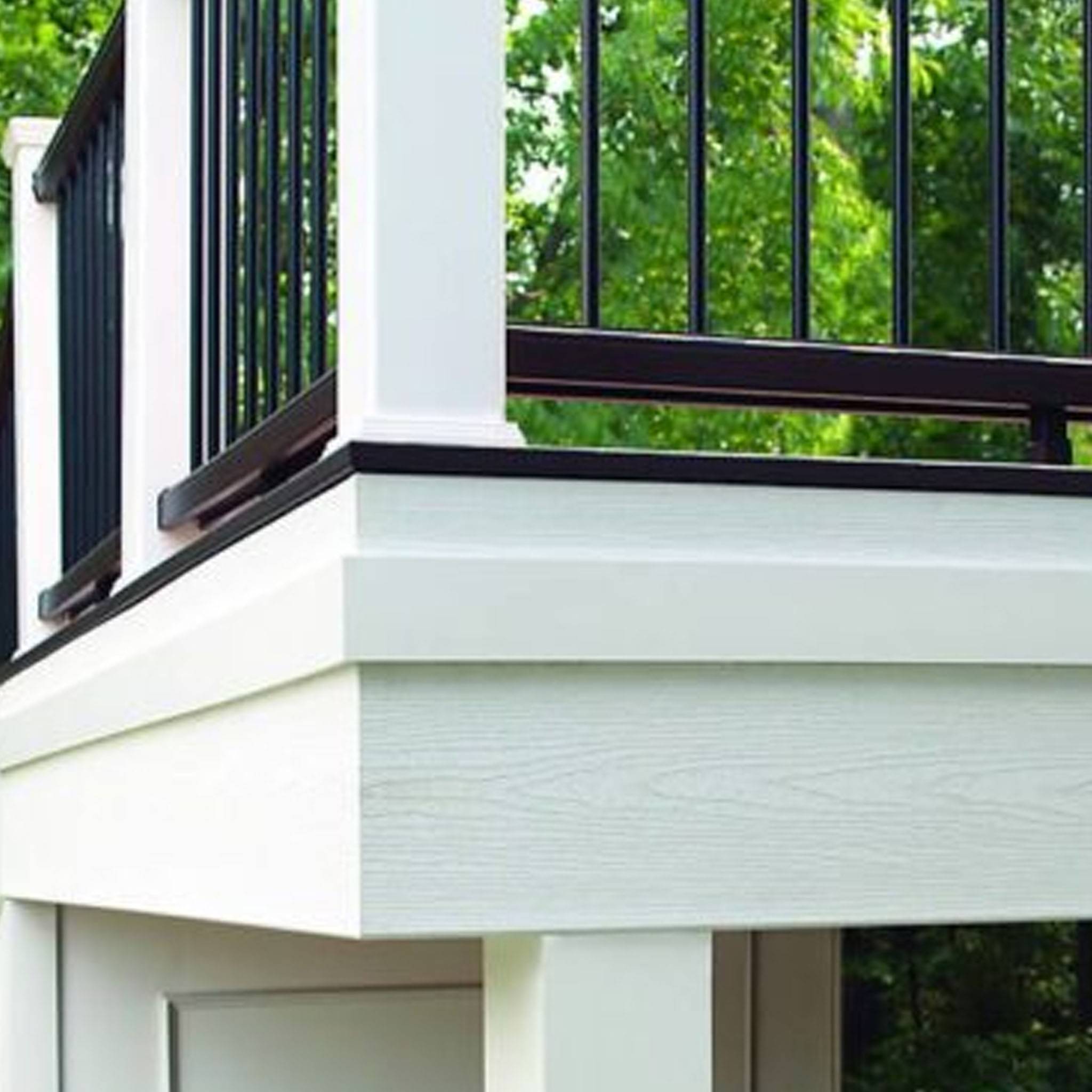 close up look at TREX universal white fascia boards