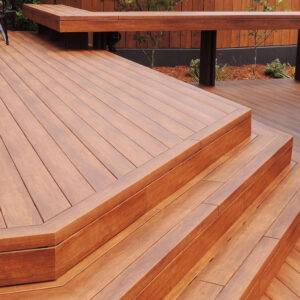 ZURI Premium PVC decking in Walnut color