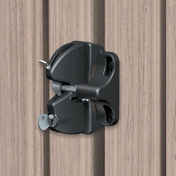 close up of the D&D Lokk Latch deluxe gate latch