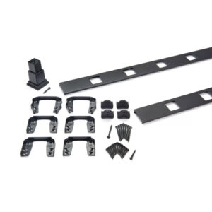 Trex Accessory Infill Kit with Square Composite Balusters in Black, featuring baluster spacers, mounting hardware, and foot block.