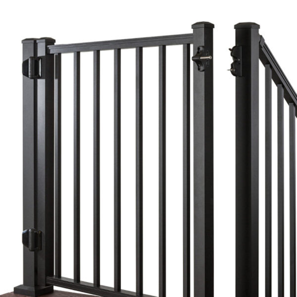 Trex Signature Adjustable Aluminum Gate with Square Balusters – Charcoal Black – 42” Height