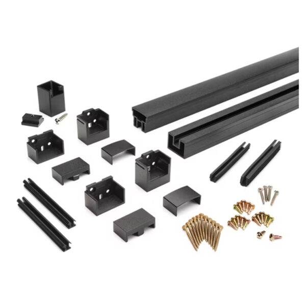 TREX glass railing kit components for 6' horizontal section in Charcoal Black