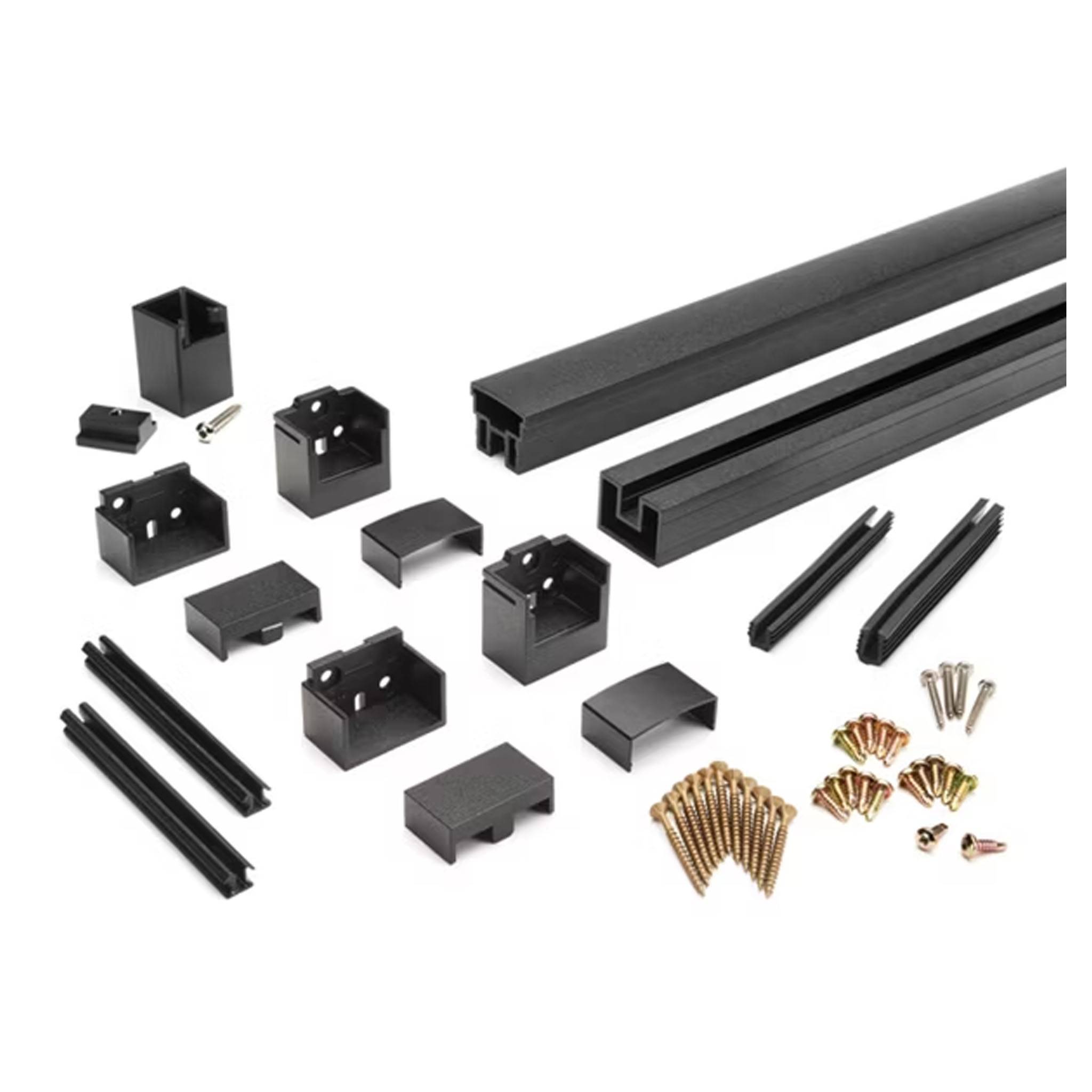 TREX glass railing kit components for 6' horizontal section in Charcoal Black