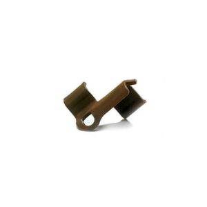 Close-up of a Concealoc hidden deck fastener clip used for installing grooved composite decking boards