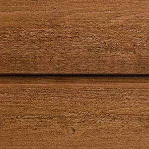Close-up of Maibec Modern Siding in a rich wood tone, showcasing its sleek, contemporary profile and natural wood texture.