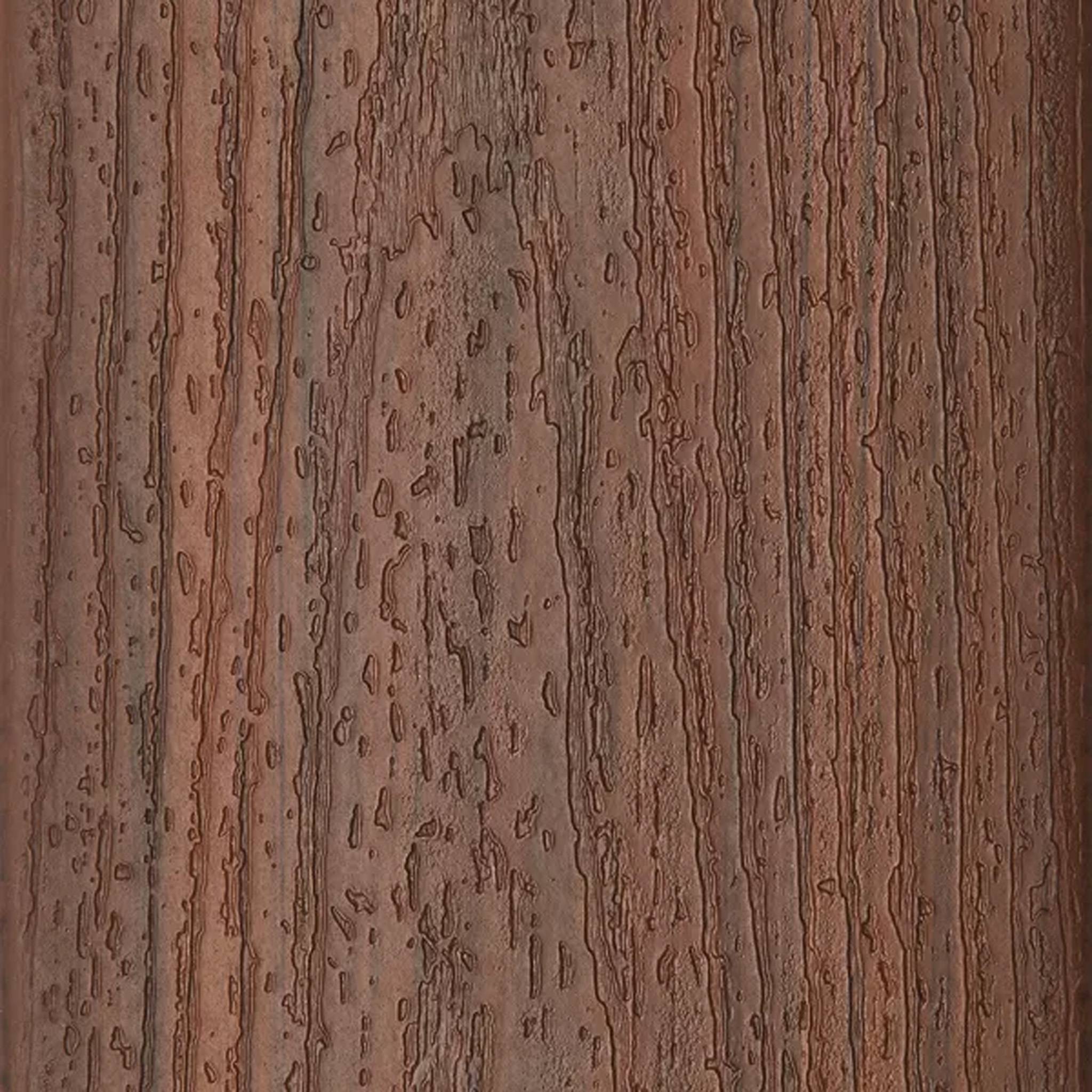 Close-up of Trex Enhance Basics Cinnamon Cove Deck Board – A detailed view of the rich, warm brown tones and natural wood-grain texture of Trex Enhance Basics Cinnamon Cove composite decking.